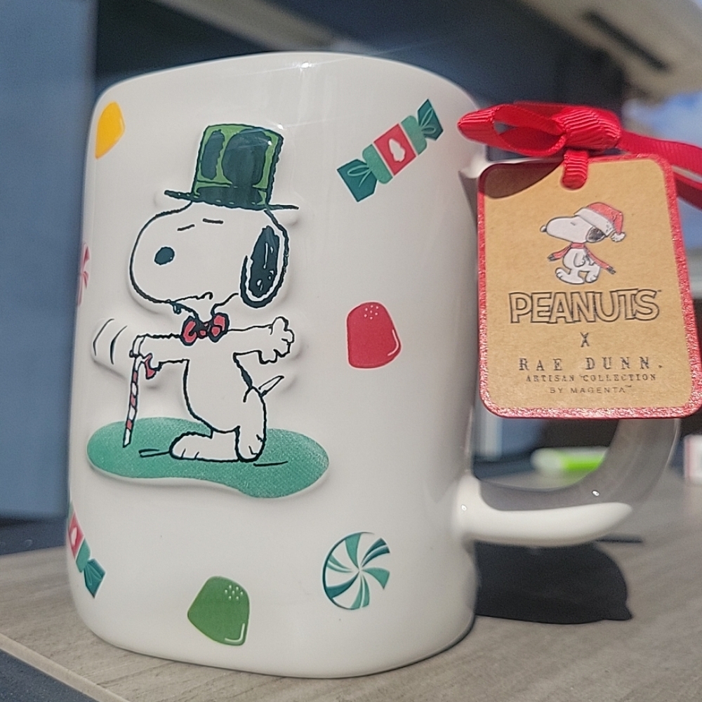 Rae Dunn Candy Cane Cutie Snoppy Collection Coffee Mug